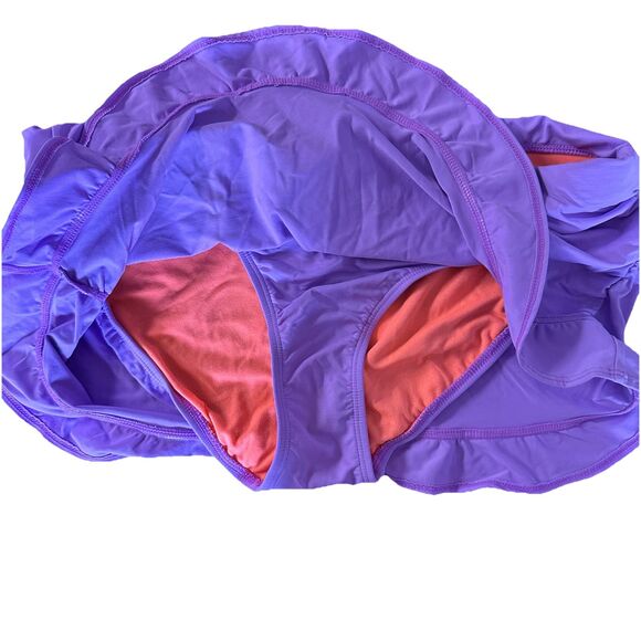 Athleta Ruffle Swim Skirt Thistle Purple Size Medium Colorful Nylon Briefs - Picture 3 of 5